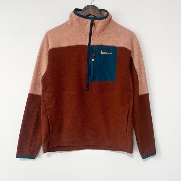 cotopaxi Jackets & Blazers - cotopaxi Rust Brown and Blush Pink Fleece Pullover with Teal Pocket
